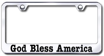 God Bless America Laser Etched Stainless Steel License Plate Frame