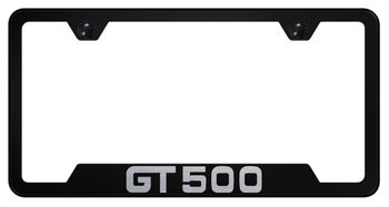 Mustang GT500 Laser Etched Black Stainless Steel Cut-Out License Plate Frame