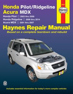 Haynes Repair Manual For Acura MDX & Honda Pilot and Ridgeline (2001-2014)