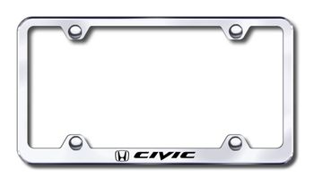 Honda Civic Laser Etched Stainless Steel Wide License Plate Frame