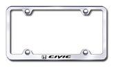 Honda Civic Laser Etched Stainless Steel Wide License Plate Frame