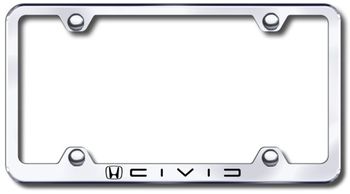 Honda Civic Laser Etched Stainless Steel Wide License Plate Frame