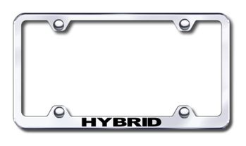 Hybrid Vehicle Laser Etched Stainless Steel Wide License Plate Frame