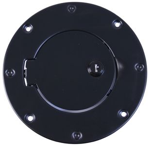 Jeep Wrangler Black Stainless Steel Locking Fuel Hatch Cover (1997-2006)