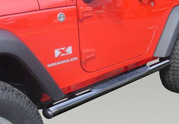 Jeep Wrangler JK 2-Door Black 3" Round Tube Steps-Pair (2007-2018)