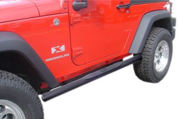 Jeep Wrangler JK 2-Door Black Textured 4" Oval Side Steps-Pair (2007-2018)