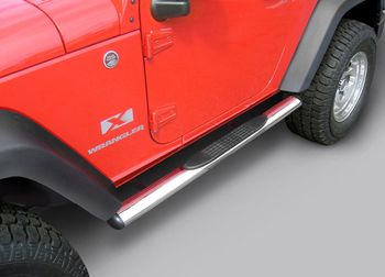Jeep Wrangler JK 2-Door Stainless Steel 4" Oval Side Steps-Pair (2007-2018)