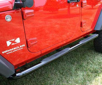 Jeep Wrangler JK 4-Door Black 3" Round Tube Step-Pair (2007-2018)