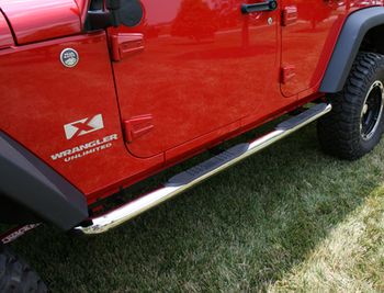 Jeep Wrangler JK 4-Door Stainless Steel 3" Round Tube Steps-Pair (2007-2018)