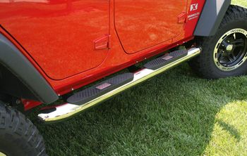 Jeep Wrangler JK 4-Door Stainless Steel 4" Round Tube Steps-Pair (2007-2018)