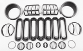 Jeep Wrangler Jk Black 19 Pc. Euro Guard, Headlight Bezel & Grille Insert Kit (2007-2018)
