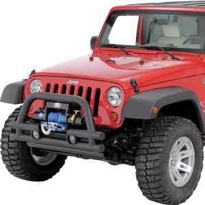 Jeep Wrangler JK Black Textured Stubby Front Tube Bumper (2007-2018)