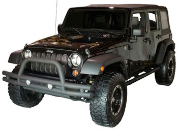 Jeep Wrangler JK Front Textured Black Tube Bumper With Grill Guard (2007-2018)