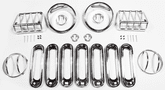 Jeep Wrangler Jk Steel 17 Pc. Euro Guard, Headlight Bezel & Grille Insert Kit (2007-2018)