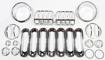 Jeep Wrangler Jk Steel 19 Pc. Euro Guard, Headlight Bezel & Grille Insert Kit (2007-2018)