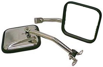 Jeep Wrangler Polished Stainless Steel CJ-Style Side Mirrors (1987-2002)