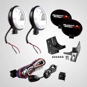 Jeep Wrangler TJ 5 PC Black Slim Fog Lights Windshield Light Mount Kit (1997-2006)