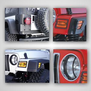 Jeep Wrangler TJ 8 Piece Black Euro Light Guard Set (1997-2006)