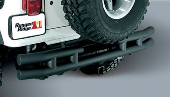 Jeep Wrangler & Unlimited Black Rear Tube Bumper w/Hitch (1987-2006)