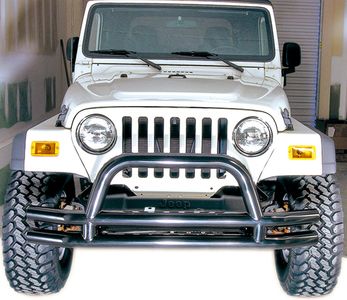 Jeep Wrangler/Unlimited & CJ Black Front Tube Bumper With Riser (1976-2006)