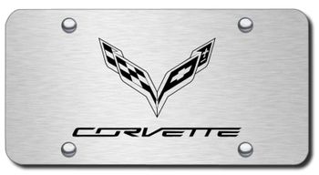 Laser Etched Corvette C7 Logo Stainless Steel License Plate