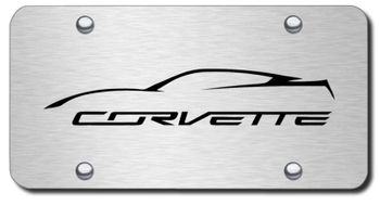 Laser Etched Corvette Logo Stainless Steel License Plate