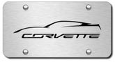 Laser Etched Corvette Logo Stainless Steel License Plate