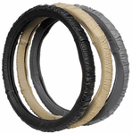 Black Leather Grip Steering Wheel Cover