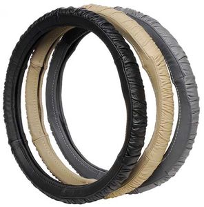 Black Leather Grip Steering Wheel Cover