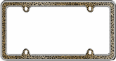 Leopard Print Bling Chrome License Plate Frame