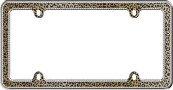 Leopard Print Bling Chrome License Plate Frame