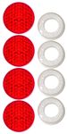 License Plate Fastener Red Reflective Caps (Set of 4)