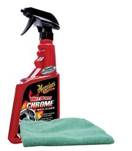 Meguiar's Hot Rims Chrome Wheel Cleaner (24 oz.), Microfiber Cloth Kit