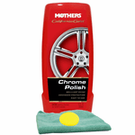 Mothers California Gold Liquid Chrome Polish (12 oz.), Microfiber Cloth & Foam Pad Kit