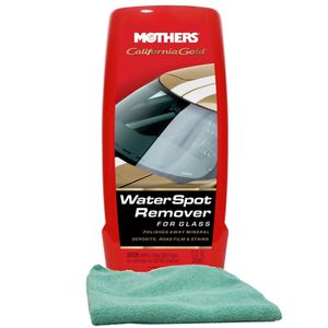 Mothers California Gold Water Spot Remover for Glass (12 oz) & Microfiber Cloth Kit
