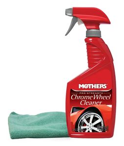 Mothers Pro-Strength Chrome Wheel Cleaner (24 oz), Microfiber Cloth Kit