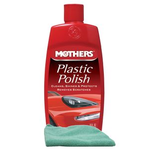 Mothers Plastic Polish (8 oz.), Microfiber Cloth Kit