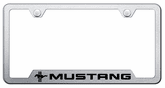 Mustang Tri-Bar Laser Etched Brushed Stainless Steel Cut-Out License Plate Frame