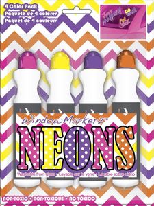 Neon Color Window Markerz, (Pack of 4) 