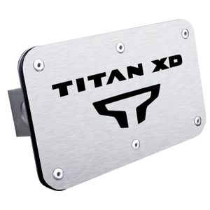 Nissan Titan XD Stainless Steel Name & Logo Hitch Plug