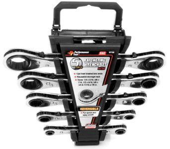 Performance Tool 5 Pc 12 Point SAE Ratcheting Wrench Set 