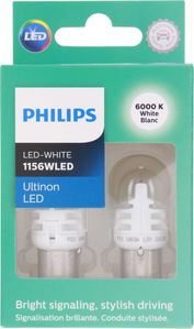 Philips 1156W Ultinon LED White Miniature Bulbs (Pair)