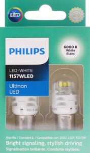 Philips 1157W Ultinon LED White Miniature Bulbs (Pair)