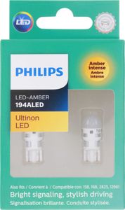 Philips 194A Ultinon LED Amber Miniature Bulbs (Pair)