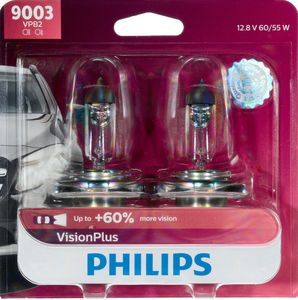 Philips 9003 VisionPlus Headlight Bulbs (Pair)