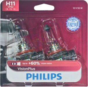 Philips H11 VisionPlus Headlight Bulbs (Pair)