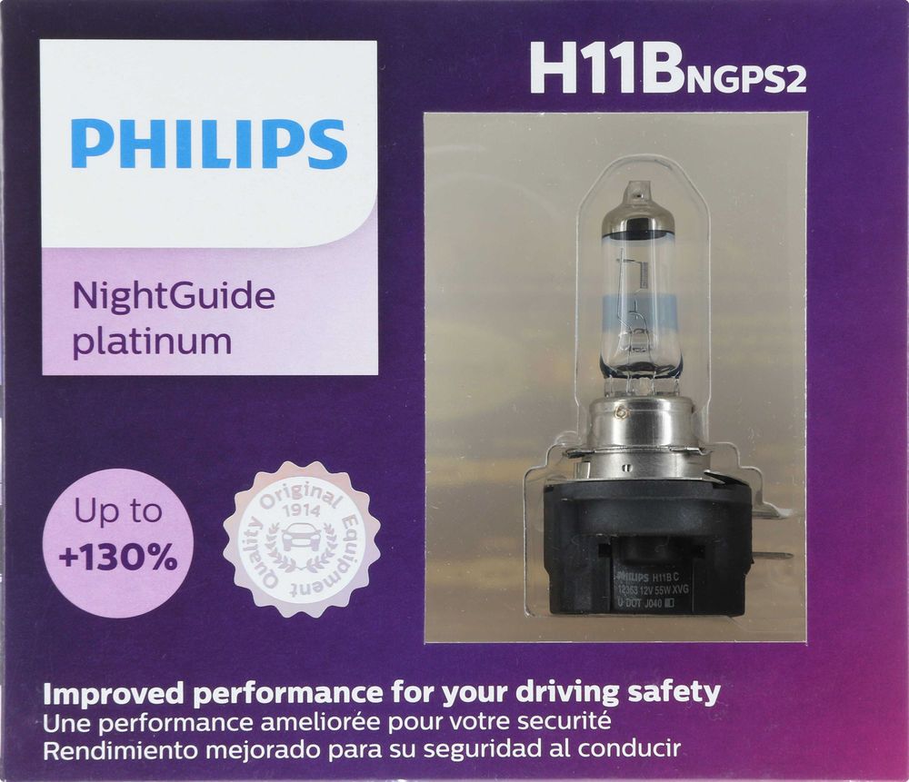 Philips H11B NightGuide Platinum Headlight Bulbs (Pair) PHLH11BNGPS2