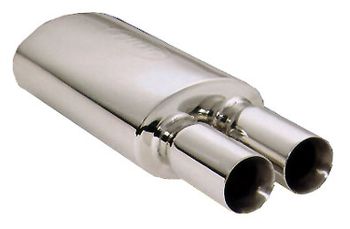 Pilot Stainless Steel Oval Muffler w/Dual Round Tips