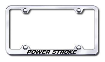 Power Stroke Laser Etched Stainless Steel Wide License Plate Frame