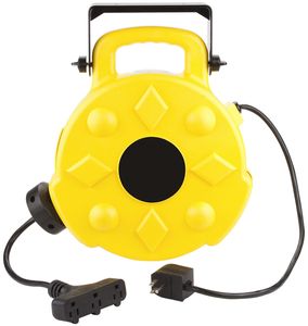 Professional Retractable Reel With 50 Ft. Triple Tap Cord (13 Amps)